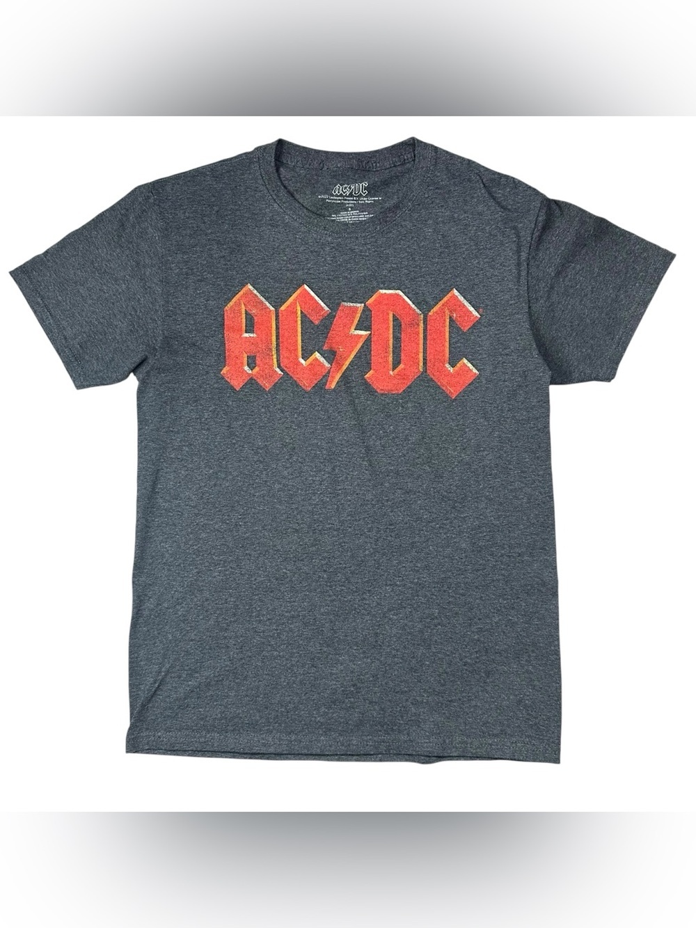 AC/DC Logo Graphic Band T-Shirt Men’s Small Gray Short Sleeve Rock Tee 2022